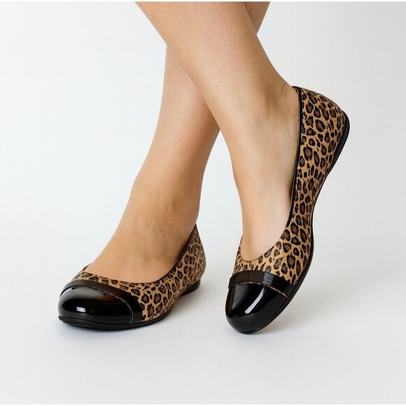 Crocs Animal Print Cheetah Leopard Black Brown Cap Toe  Ballet Flats Shoes Sz 8 - Picture 1 of 16